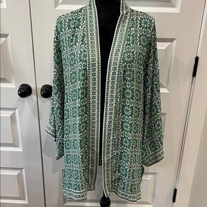 Max Studio Green Patterned Women's Kimono Jacket 2XL